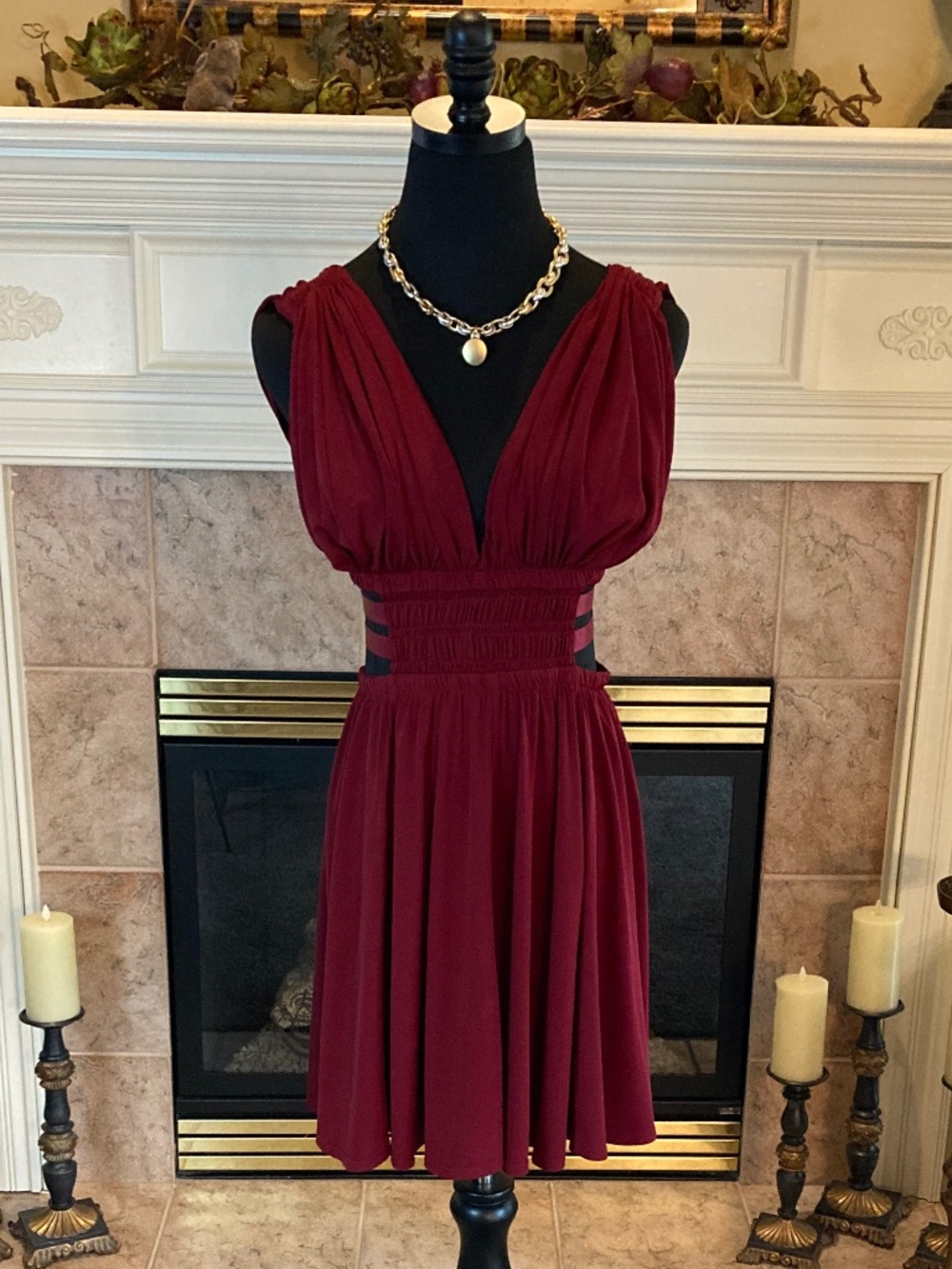 EXPRESS Dress Sleeveless Open Ribboned Side Cranberry Red Size XS